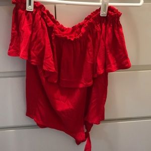 red off shoulder top